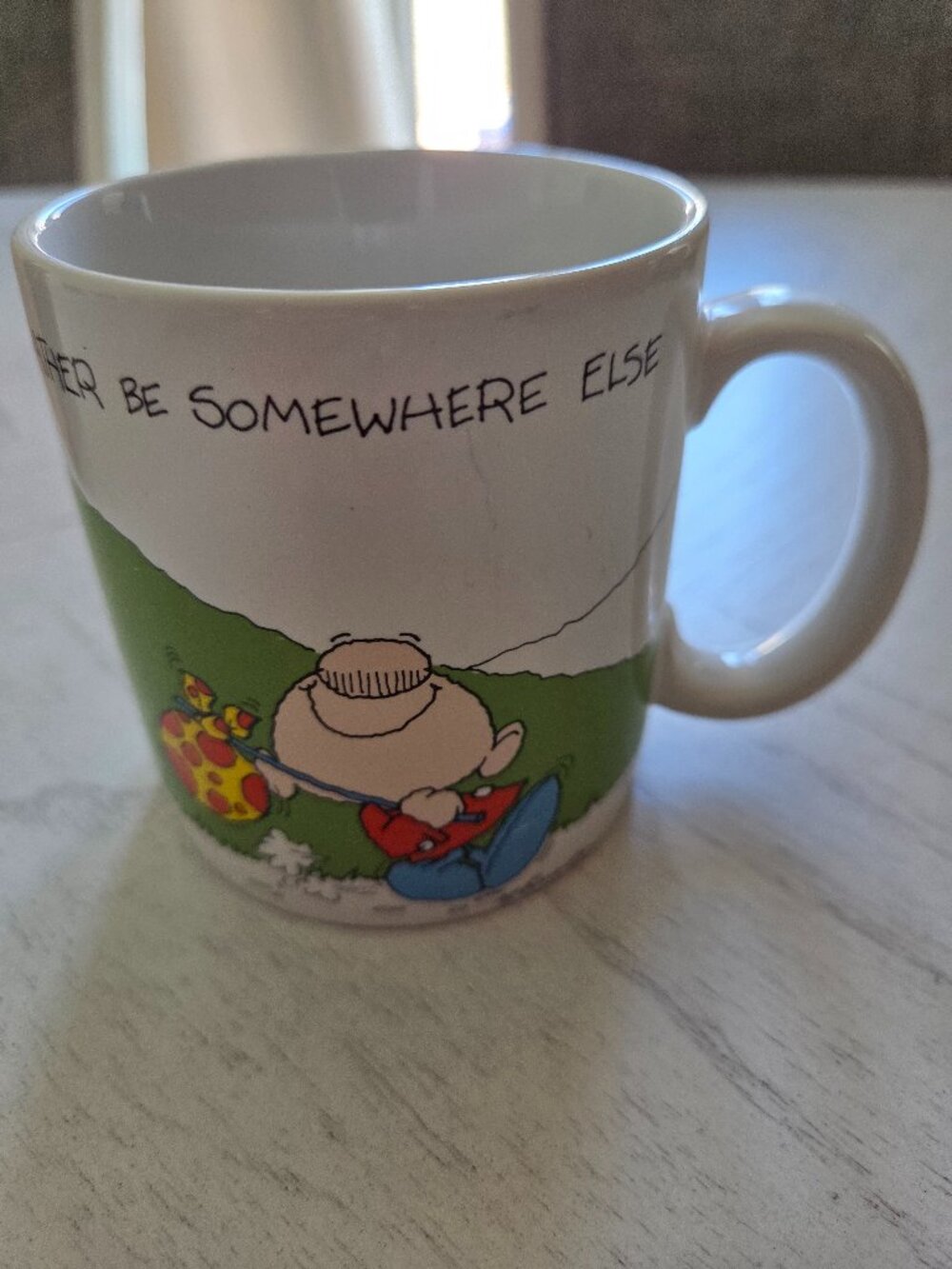 Vintage Russ Berrie Coffee Mug Ziggy Character "I'd Rather be Somewhere Else"